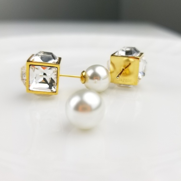 Vita Fede Double Cubo Gemma Pearl Earrings - Picture 3 of 7